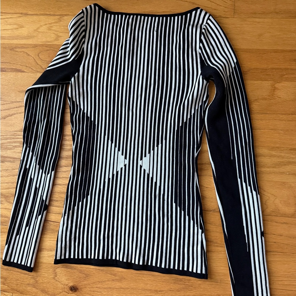Clover Canyon Black & White Vertical Stripe Long-Sleeve Top - Picture 10 of 15